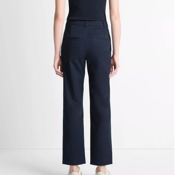Vince, Mid-Rise Italian Stretch-Cotton Chino Pant, Navy, Size 10 - Picture 3 of 7